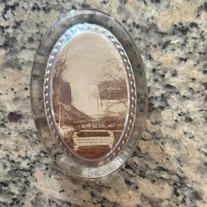 Vintage Minnehaha Falls Oval Glass Paperweight